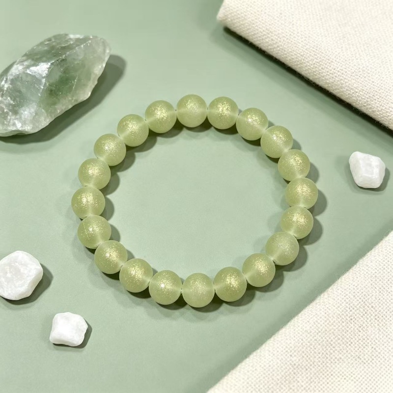 Mint Green Thin Sparkle Translucent Round Bead Bracelet